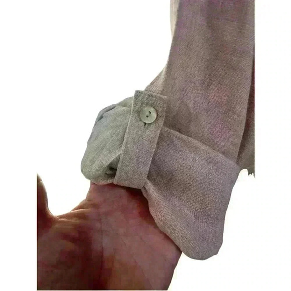 100% Irish‎ Linen Button Up Shirt Size Medium M Sigrid Olsen Coastal Natural - Picture 6 of 16